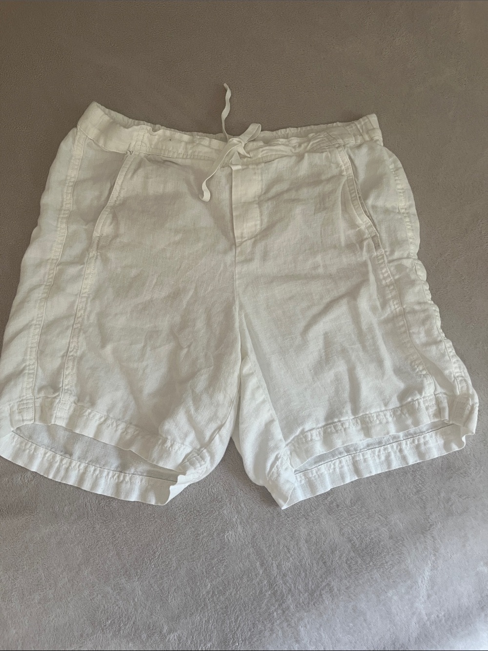 J. Jill White Linen-Blend Drawstring Bermuda Shorts love linen S